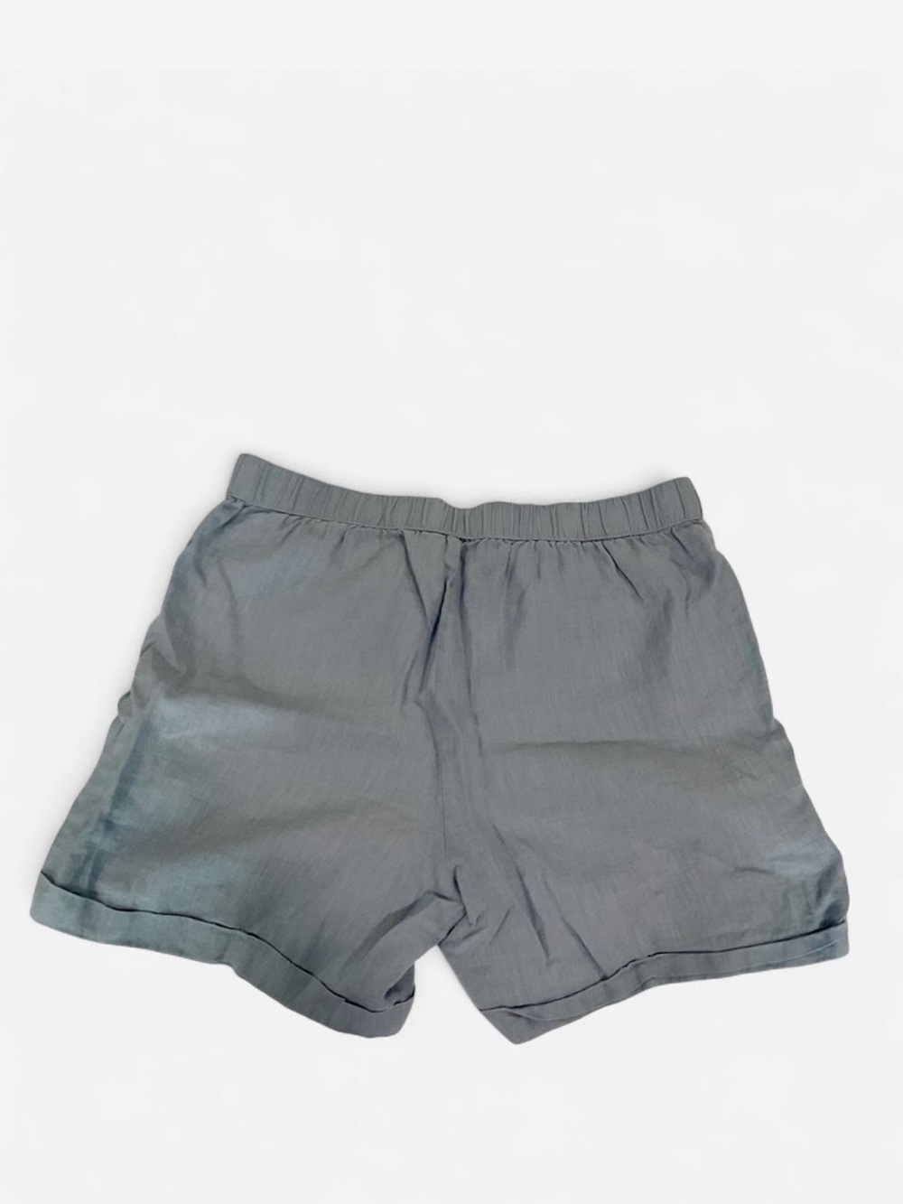 Ellen Tracy 100% Linen Shorts Women’s Medium Gray Blue Drawstring Pull On - Picture 2 of 5